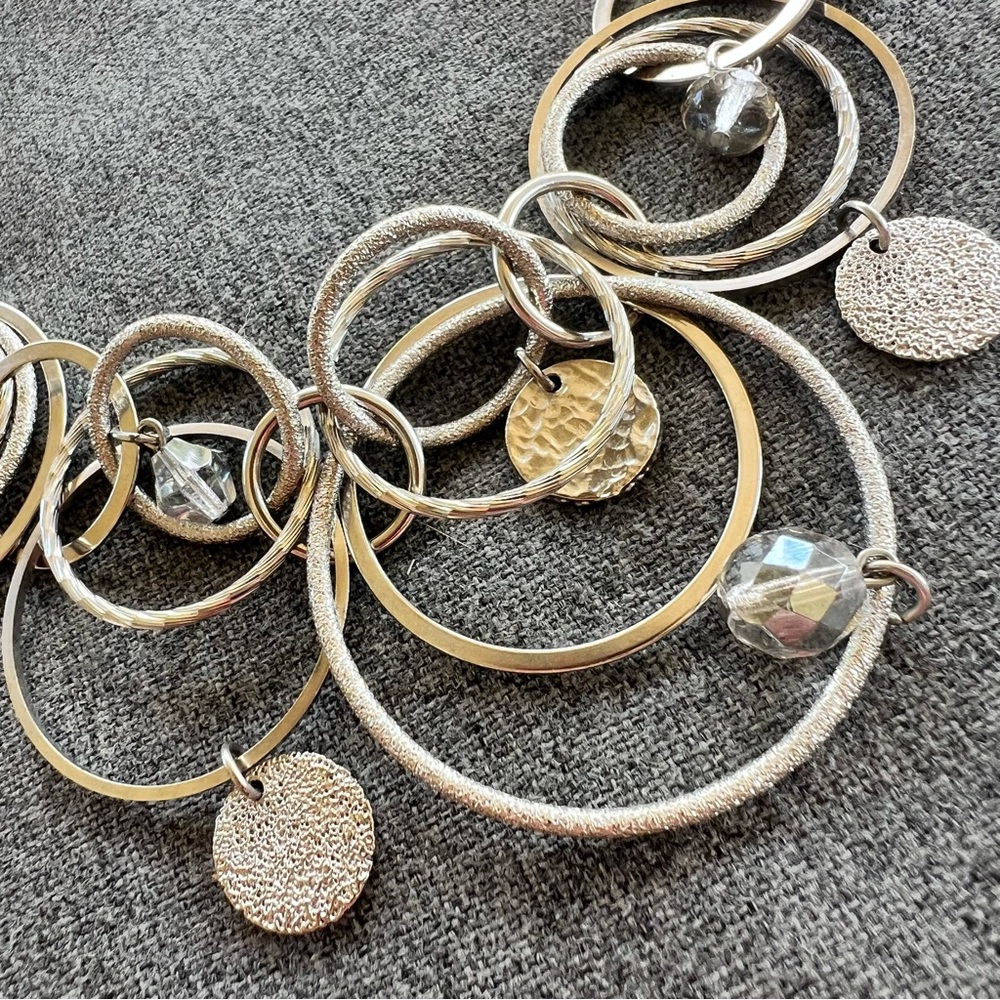 Chico’s Silver Statement Necklace Multiple Interl… - image 2